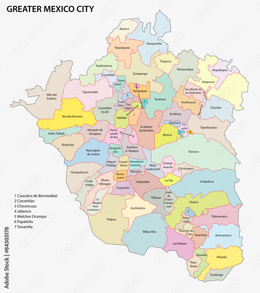 greater mexico city administrative map Stock Vector Adobe Stock