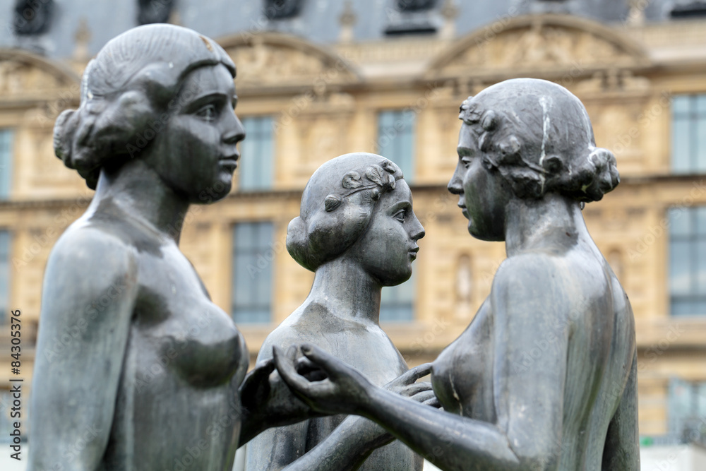 Paris - Bronze sculpture The Three Nymphs in Tuileries garden Paris - Bronze sculpture The Three Nymphs in Tuileries garden
