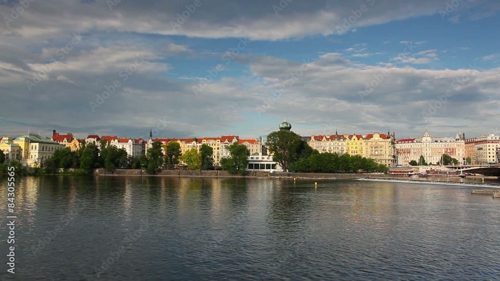 View of the historical part of Prague from the left bank river View of the historical part of Prague from the left bank river