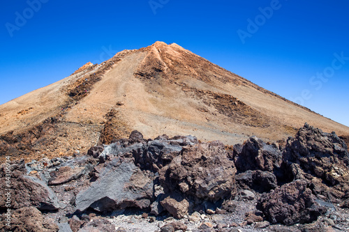 Volcanic stones, with the Teide volcano. Tenerife, Canary Island