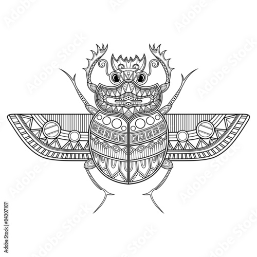Vector Scarab Beetle. Ancient Egypt