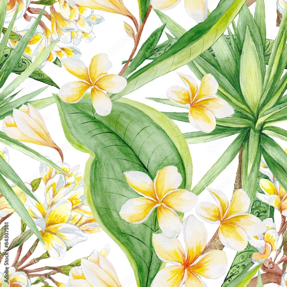 Naklejka premium Exotic Plants Pattern