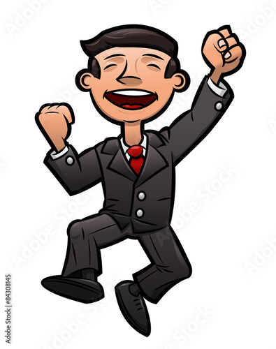 Successful happy businessman jumping