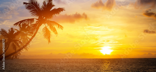 Art Beautiful sunrise over the tropical beach #84308717