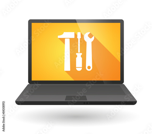 Laptop icon with a tool set