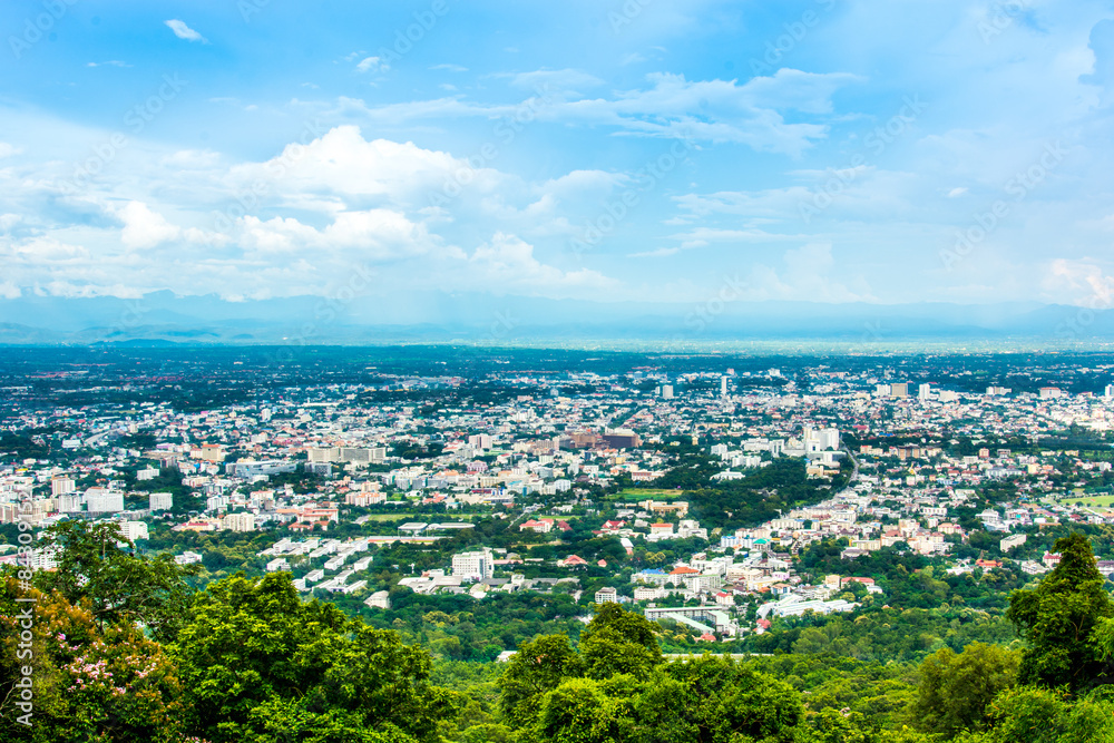 Bird view over city of chiang mai, Thailand
