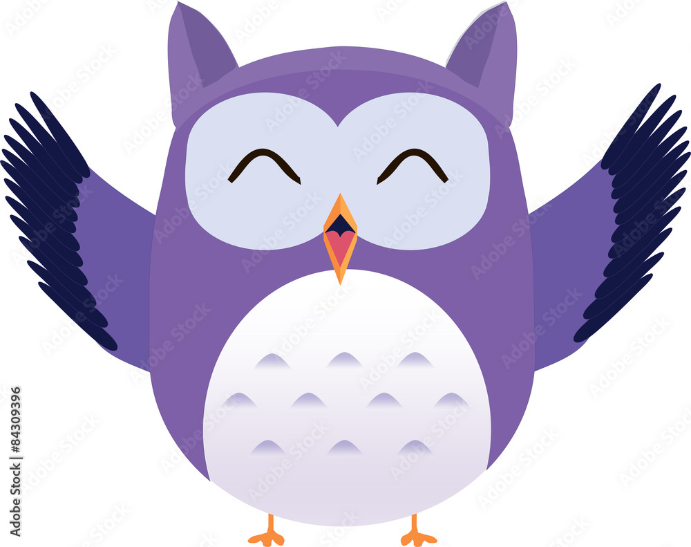 Obraz premium Happy cute vector purple owl