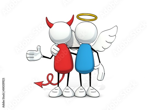 little sketchy man - angel and devil as friends