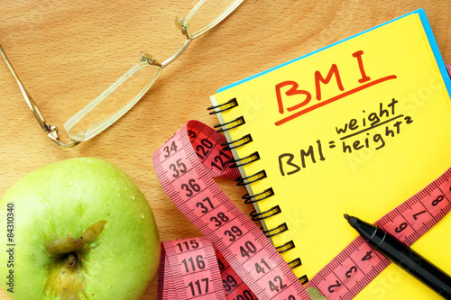 BMI body mass index formula   in a notepad. photo