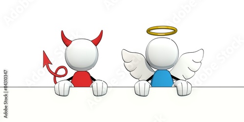 little sketchy man - angel and devil looking over margin
