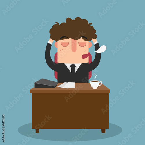 The office man falling asleep during working
