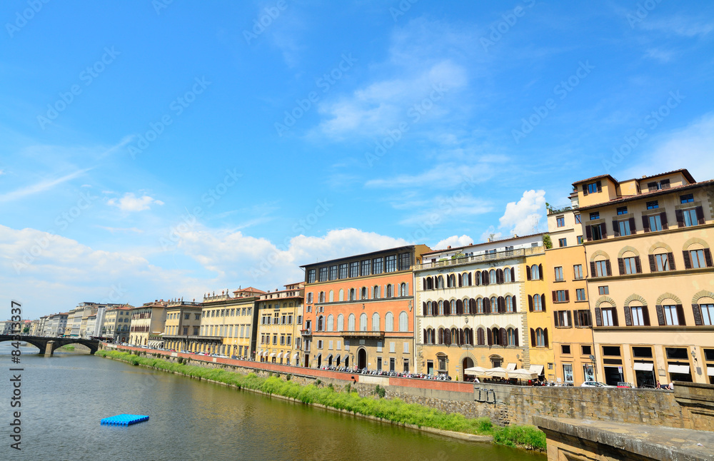 Arno River in Florence on a sunny day
