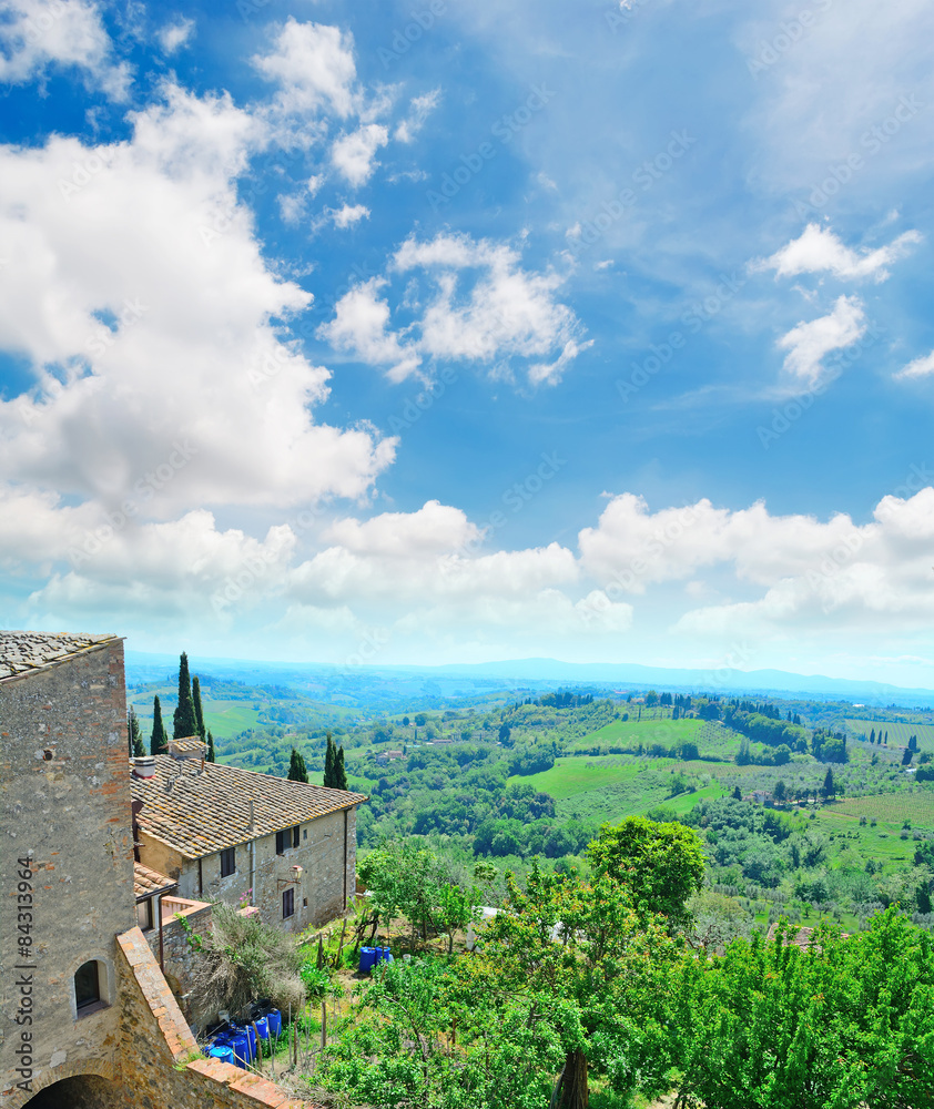Tuscany landcape seen from San Gimignano