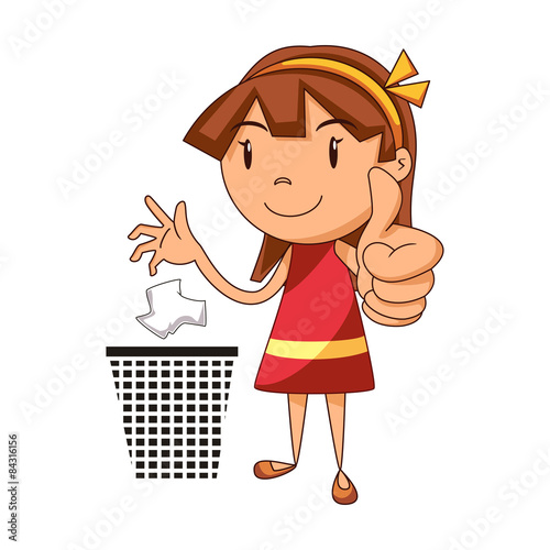 Girl putting trash in its place