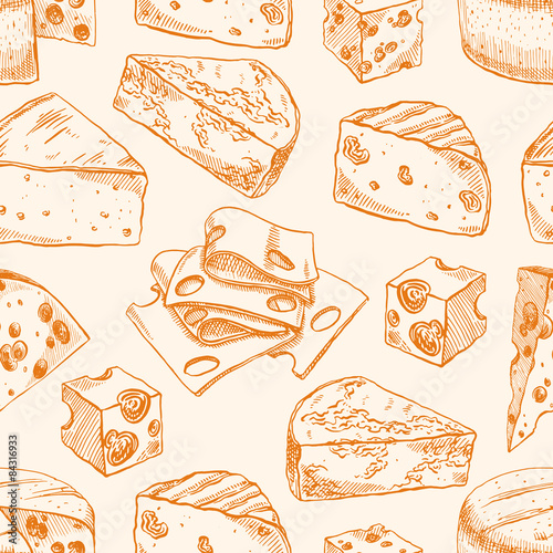 Seamless background with sketch cheeses