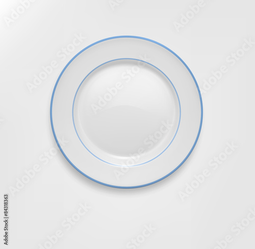 vector ceramic plate with a blue border