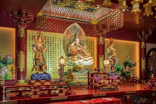 Interior of the Buddha Tooth Relic Temple, Singapore © Delphotostock