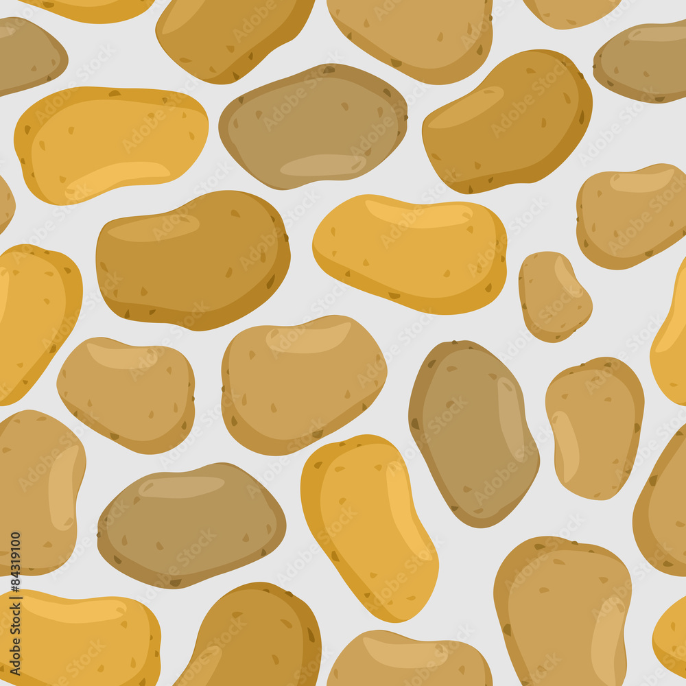 Potato seamless pattern. Vector background ripe vegetable potato Potato seamless pattern. Vector background ripe vegetable potato