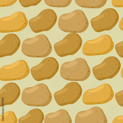 Background of potato. Vector seamless pattern of vegetables.