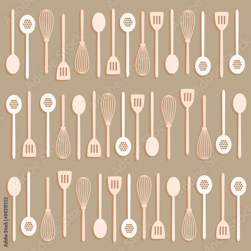 Kitchen utensil set vector background.
