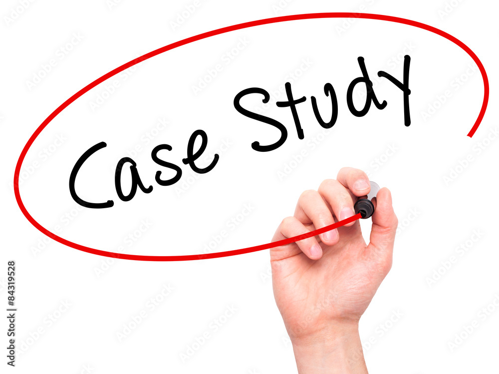 Man hand writing Case Study with marker on transparent screen Man hand writing Case Study with marker on transparent screen