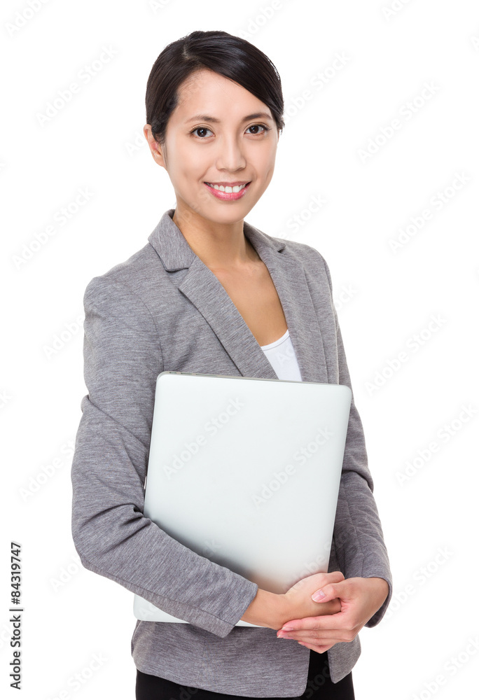Young businesswoman hold with laptop computer Young businesswoman hold with laptop computer