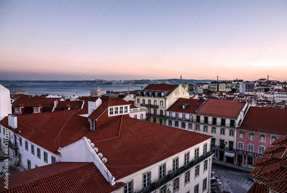Panoramic view of Lisbon, Portugal. Tagus River Panorama