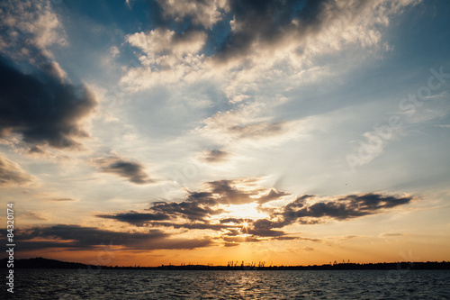 Dawn on the bank, seaside