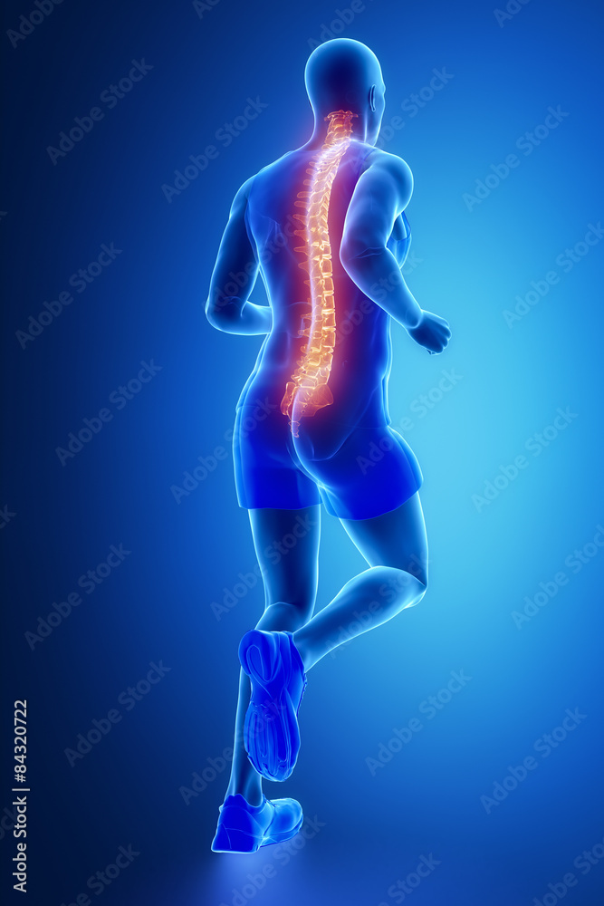 Running man with visible spine