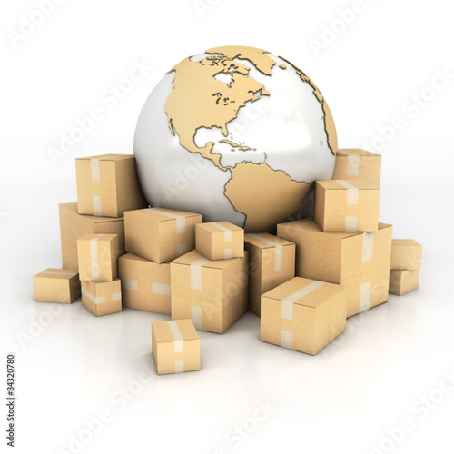 Earth and boxes in cardboar...