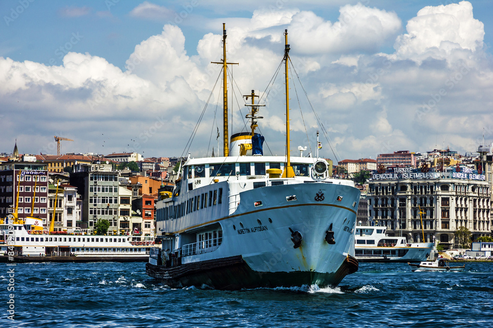 Passenger vessel in Bosporus, Istanbul, Turkey.