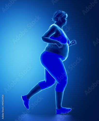 Running woman with obesity