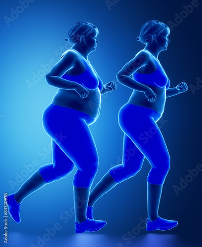 Running woman with obesity