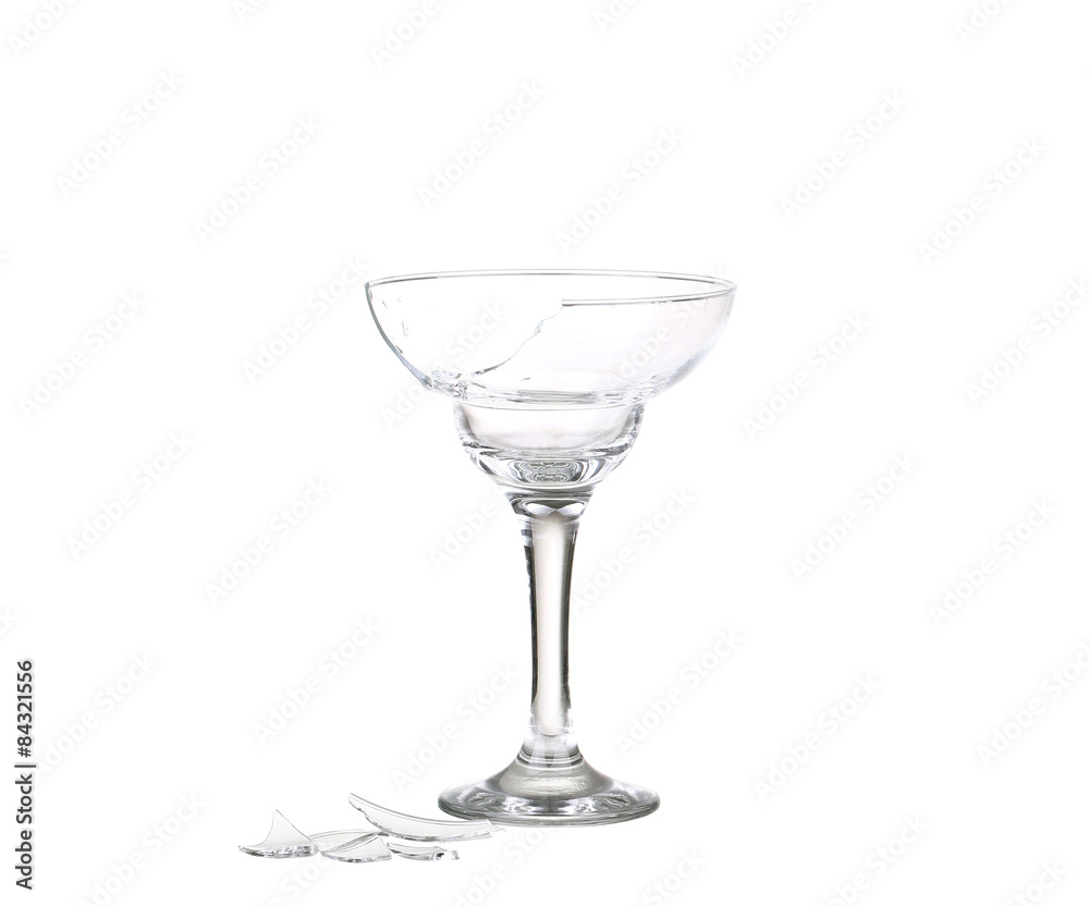 Broken glass on a white background . Broken glass on a white background .
