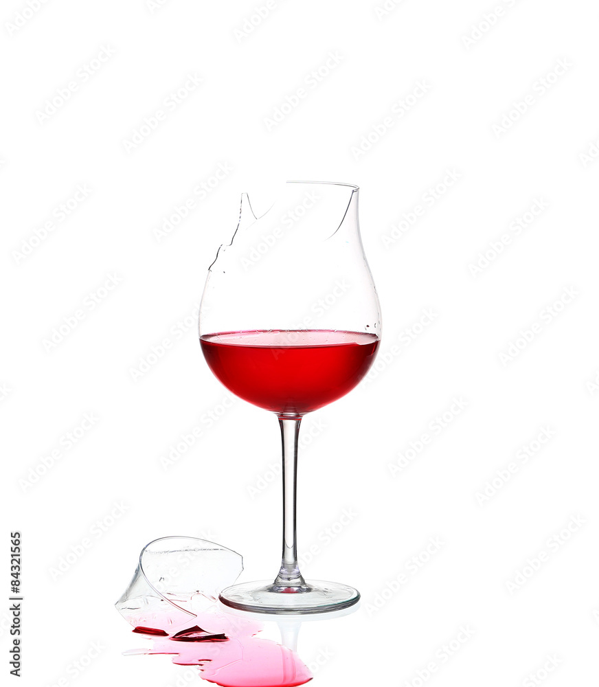 Broken wineglass isolated on white Broken wineglass isolated on white