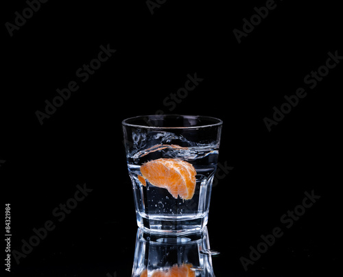 water on a glass on dark background.