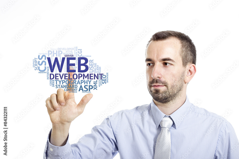 Young businessman touching Young businessman touching