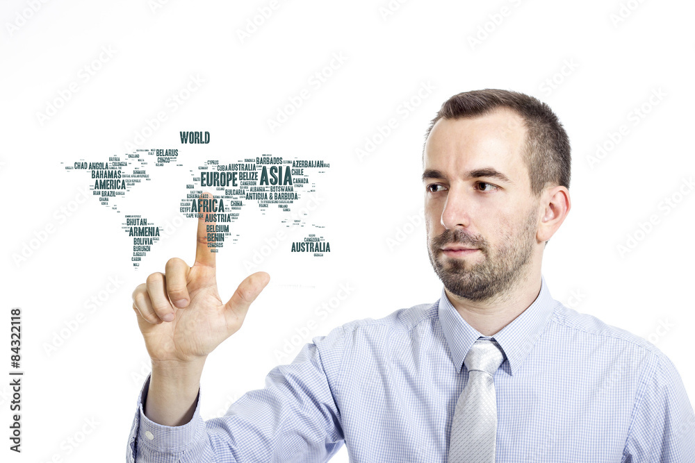 Young businessman touching Young businessman touching