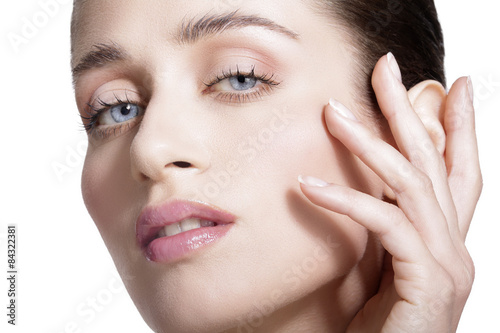 Beauty model showing clean fresh healthy skin