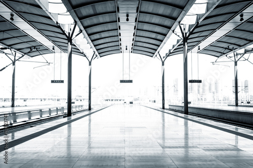 Empty floor of train station platform