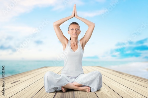 Yoga, Women, Exercising.