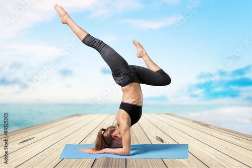Yoga, woman, pose.