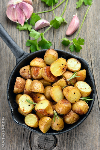 French fries potato in pan