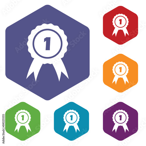 1st place hexagon icon set