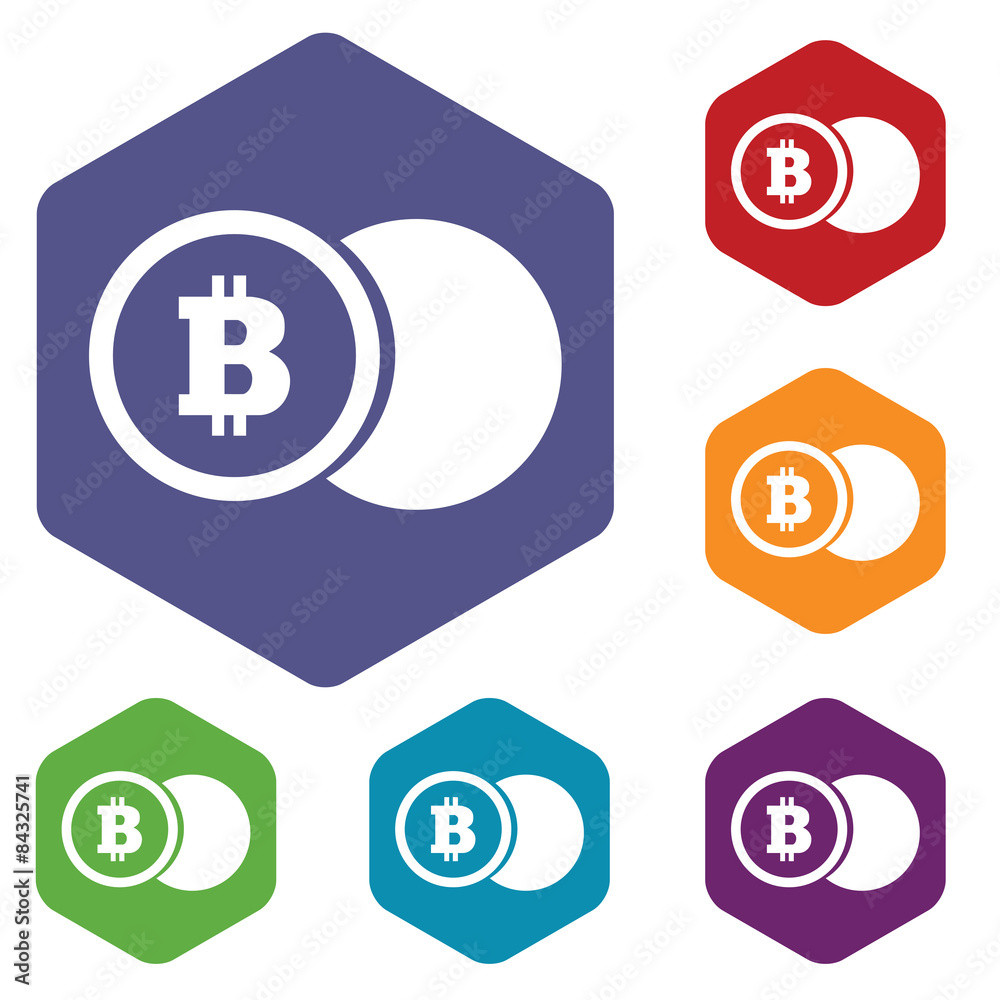 Bitcoin coin hexagon icon set Bitcoin coin hexagon icon set