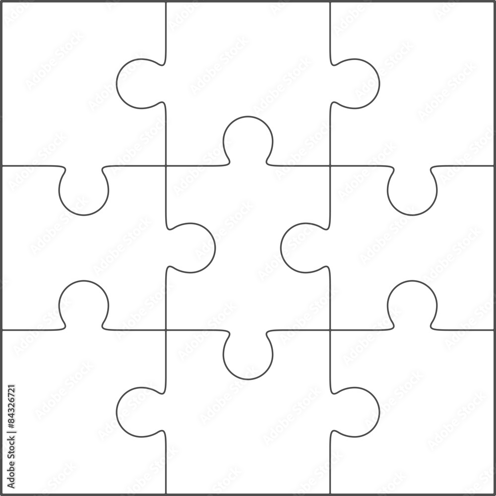 Stockvector Jigsaw puzzle blank template 3x3 | Adobe Stock