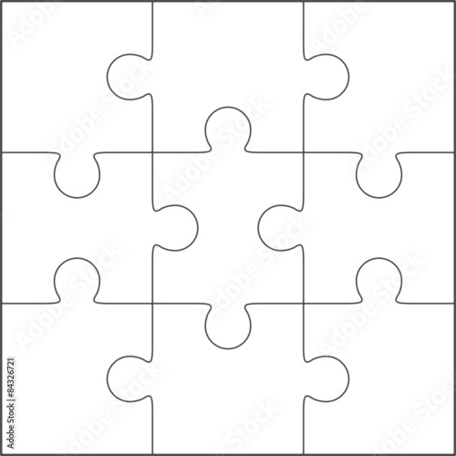 Jigsaw puzzle blank template 3x3