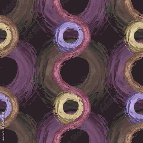 Seamless pattern with abstract lines, circles. 