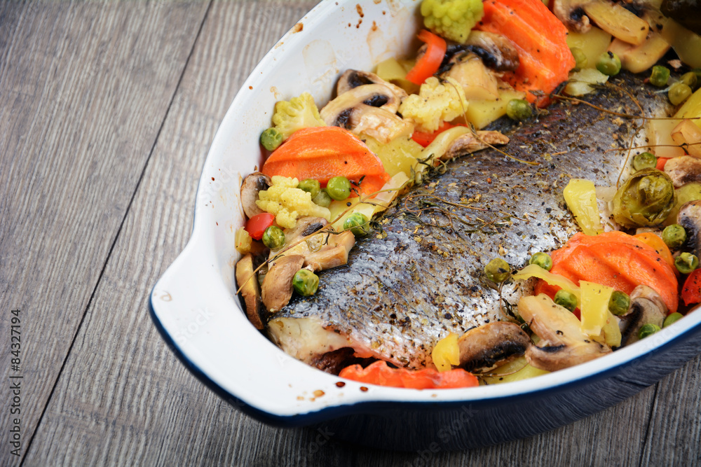 Baked seabass fish Baked seabass fish