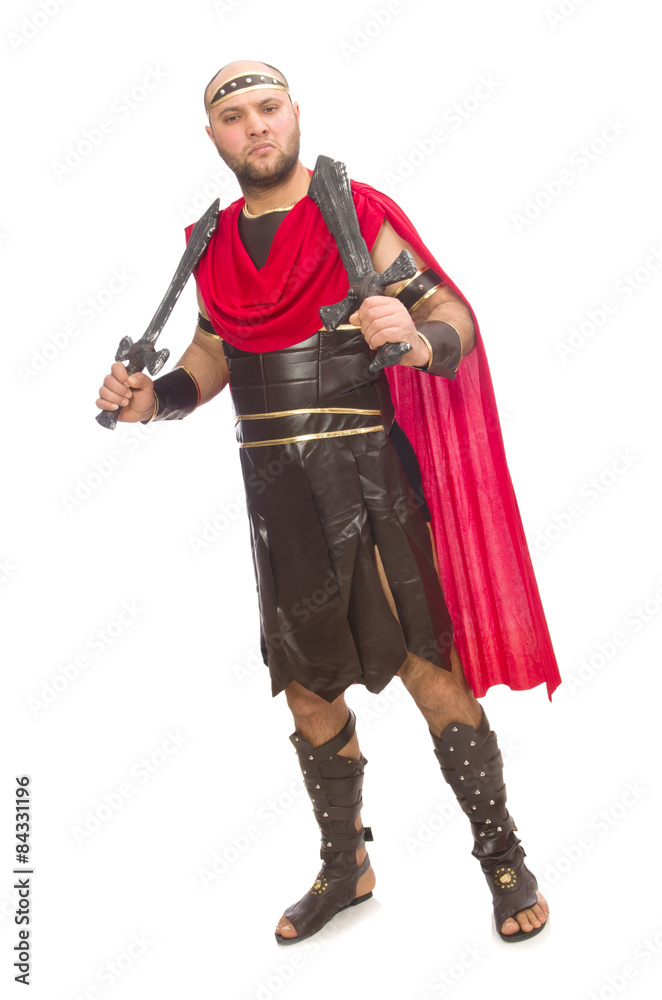 Gladiator with sword isolated on white Gladiator with sword isolated on white